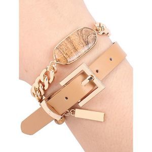 Brown Oval Stone Bracelet Choker Necklace